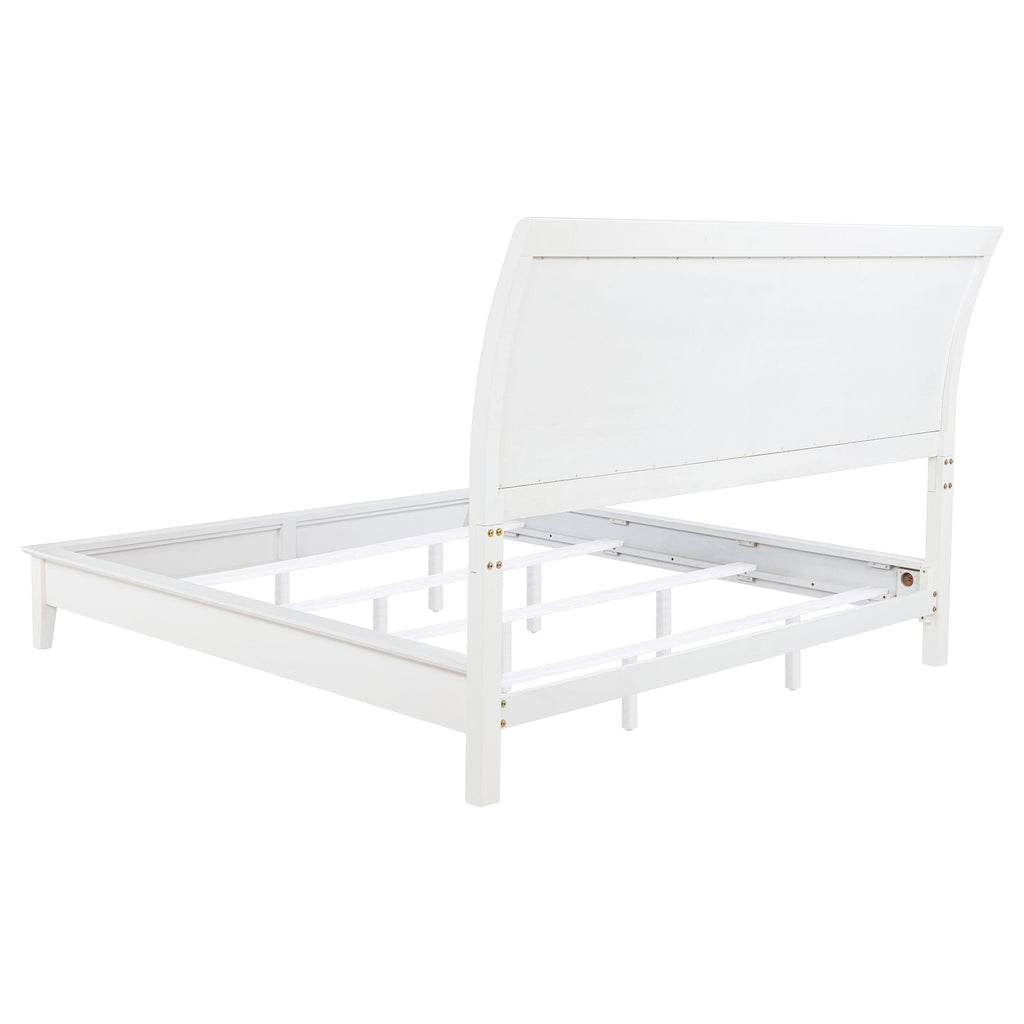 White bed frame against a white backround