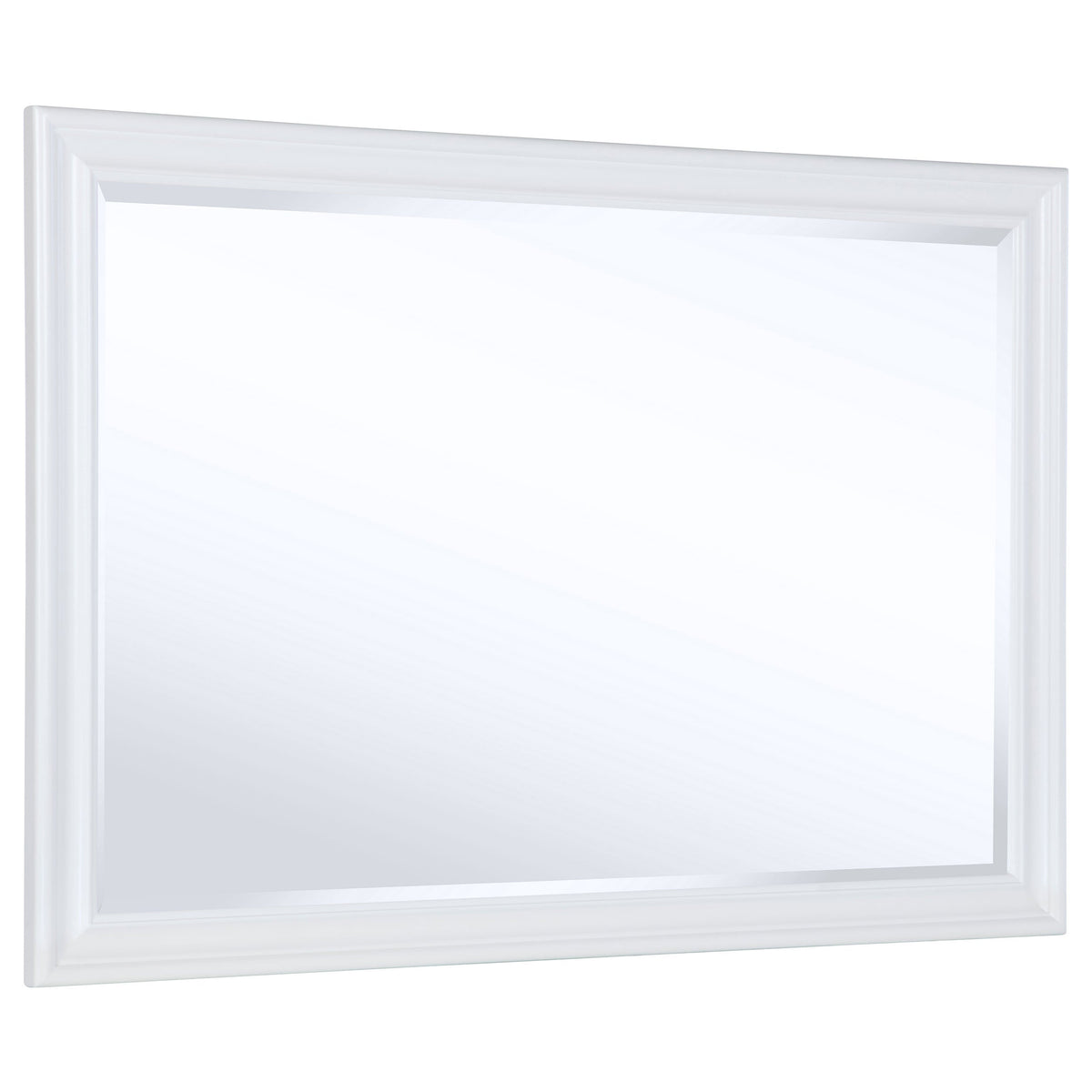 White framed mirror on a white background