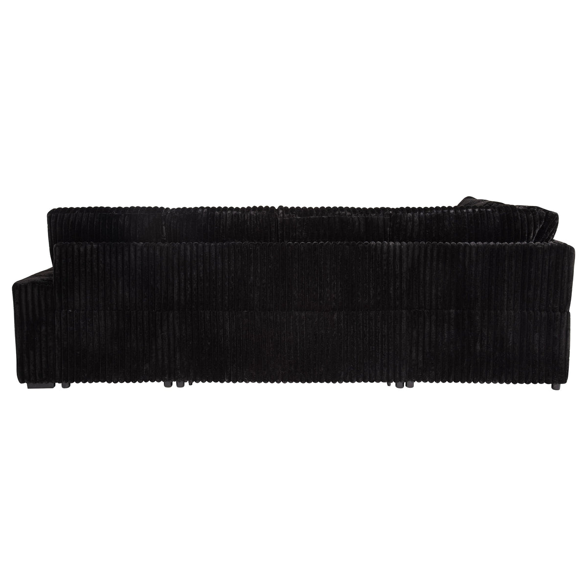 Black sectional sofa on a white background